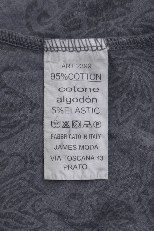 Bluzka damska grafitowa w czarny wzór paisley Made in Italy bawełna Uni