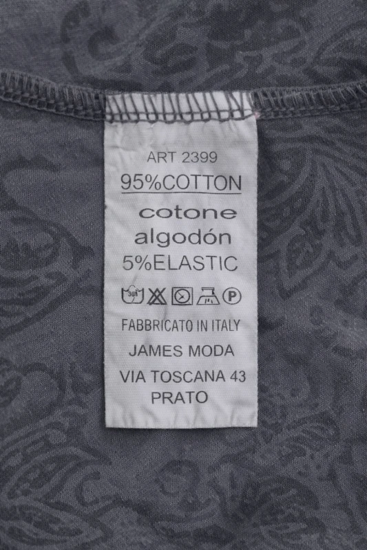 Bluzka damska grafitowa w czarny wzór paisley Made in Italy bawełna Uni