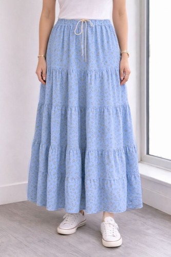 Spódnica damska Niebiesko Złota Maxi Plus Size Wiązana Regulowana Panterka Italy