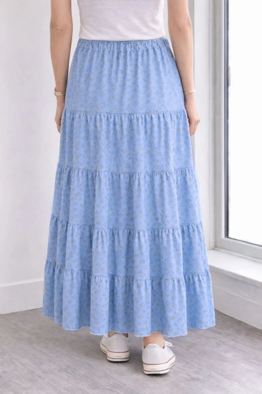 Spódnica damska Niebiesko Złota Maxi Plus Size Wiązana Regulowana Panterka Italy