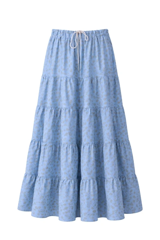 Spódnica damska Niebiesko Złota Maxi Plus Size Wiązana Regulowana Panterka Italy