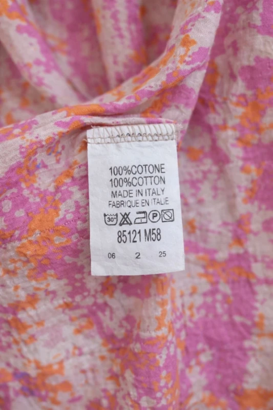 Sukienka damska maxi boho oversize różowo-pomarańczowa-beżowa bawełna Made in Italy