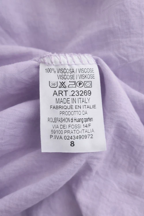 Bluzka damska fiolet casual oversize z delikatnym zwężeniem na dole letnia Italy