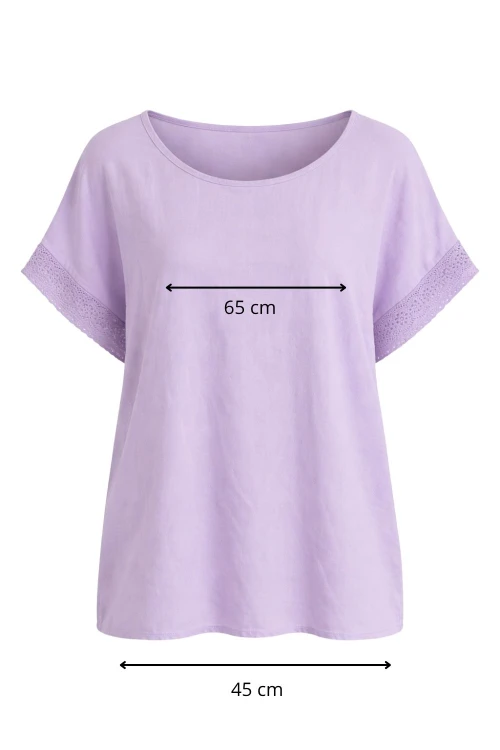Bluzka damska fiolet casual oversize z delikatnym zwężeniem na dole letnia Italy