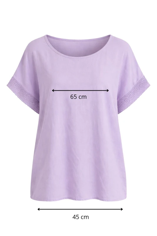 Bluzka damska fiolet casual oversize z delikatnym zwężeniem na dole letnia Italy