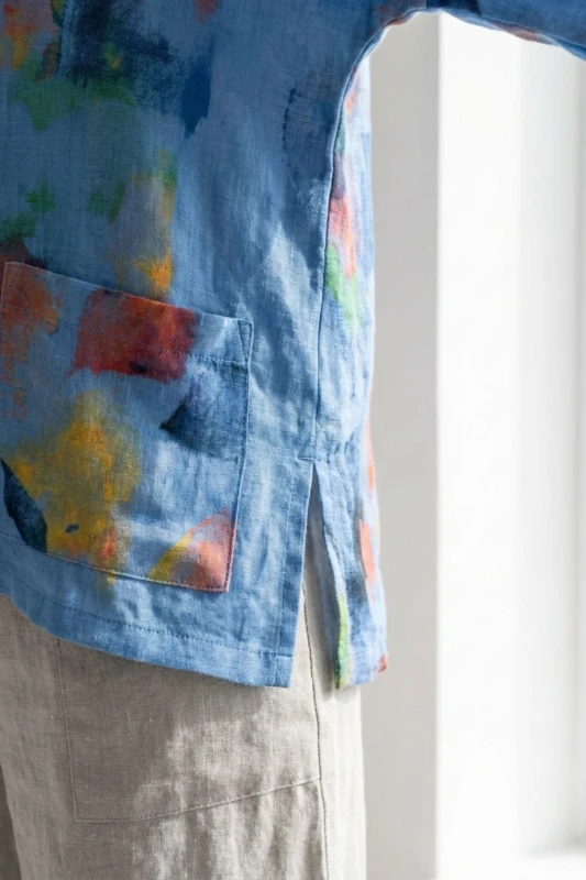 Bluzka damska len + bawełna Made in Italy oversize kolorowa lekka