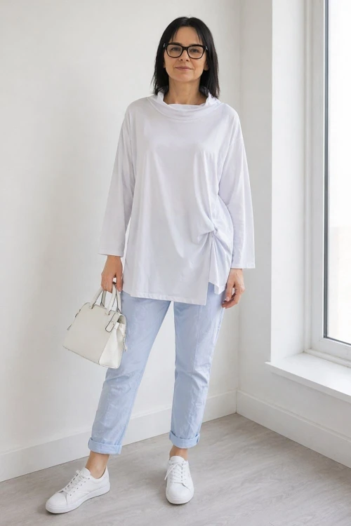 Bluzka damska casual luźny fason Made in Italy biała uniwersalna