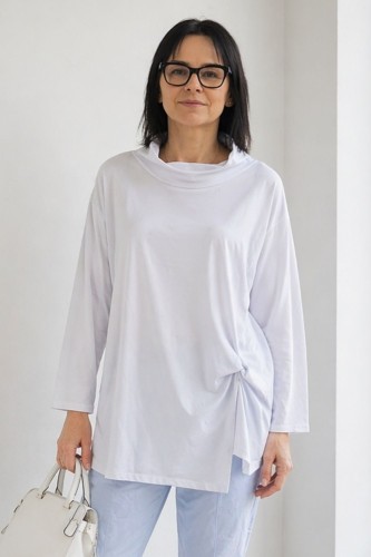 Bluzka damska casual luźny fason Made in Italy biała uniwersalna