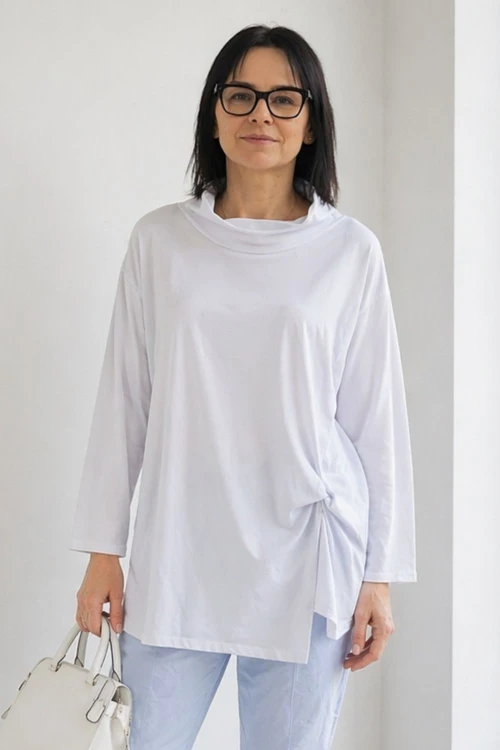 Bluzka damska casual luźny fason Made in Italy biała uniwersalna