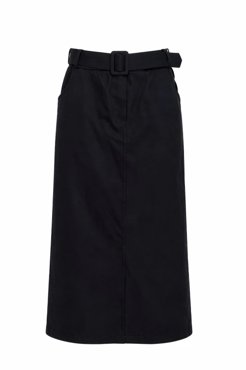 Spódnica damska czarna midi z paskiem elegancka klasyczna Italy