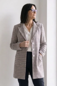 Płaszcz damski ITALY kolorowy fiolet elegancki lekki wiosenny One Size  