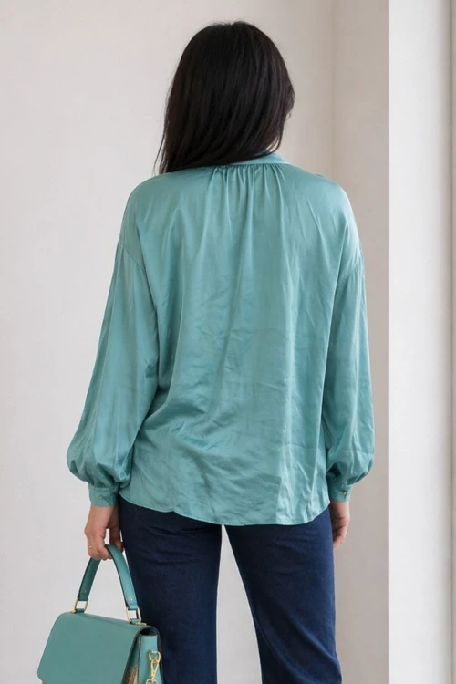 Koszula bluzka damska miętowa 100% wiskoza Made in Italy oversize