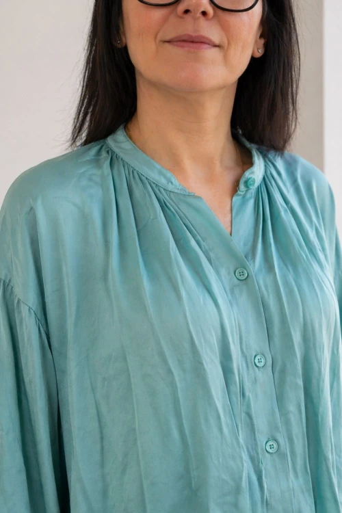 Koszula bluzka damska miętowa 100% wiskoza Made in Italy oversize