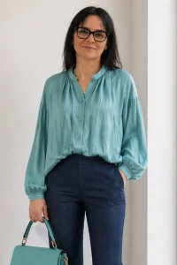 Koszula bluzka damska miętowa 100% wiskoza Made in Italy oversize  