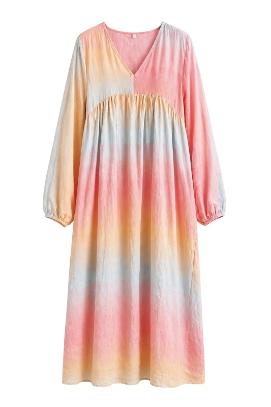 Sukienka damska maxi ombre pastelowa bawełna Italy luźna OVERSIZE