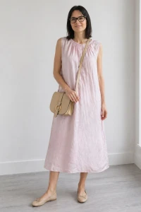 Sukienka damska pudrowy róż 70% Wiskoza 30% Jedwab Italy L/XL