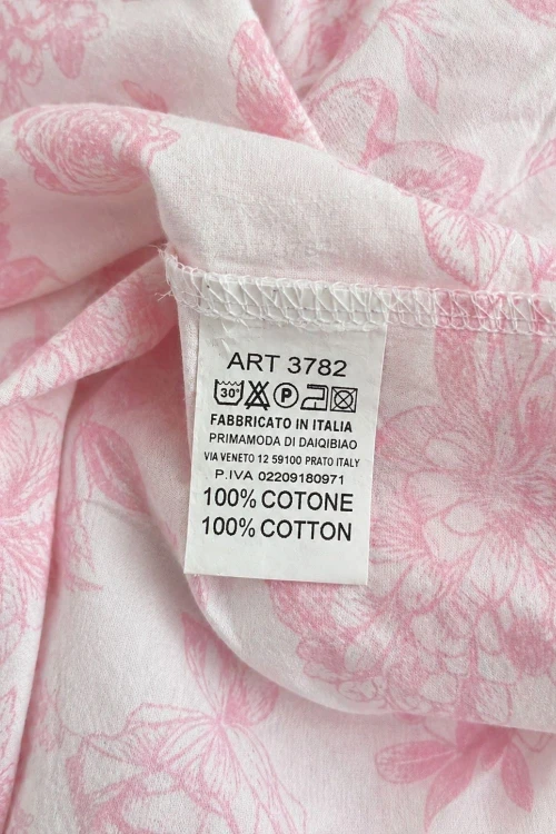 Sukienka damska różowa boho kwiaty Made in Italy 100% bawełna lekka Uni
