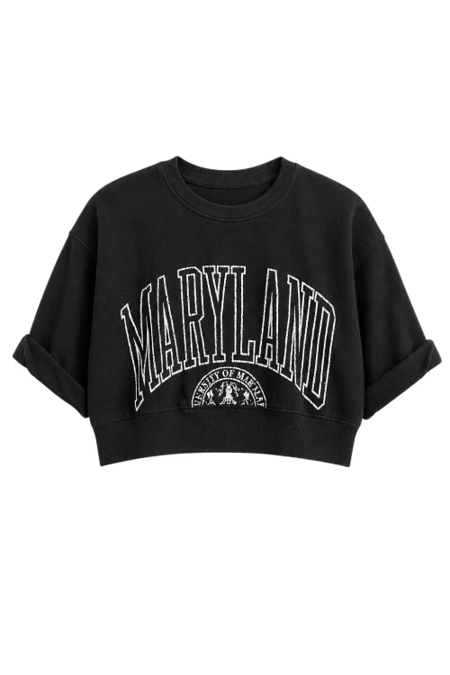 Bluza damska crop MARYLAND czarna oversize KRÓTKA streetwear Uni