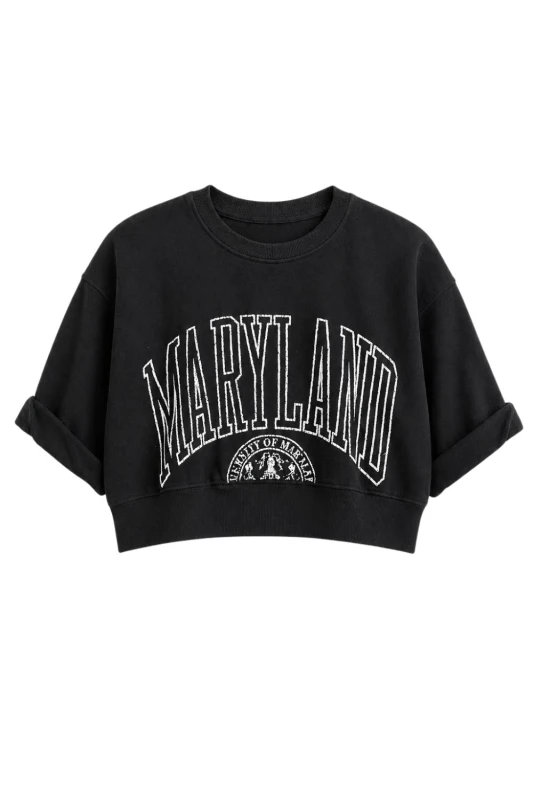 Bluza damska crop MARYLAND czarna oversize KRÓTKA streetwear Uni