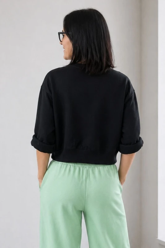 Bluza damska crop MARYLAND czarna oversize KRÓTKA streetwear Uni