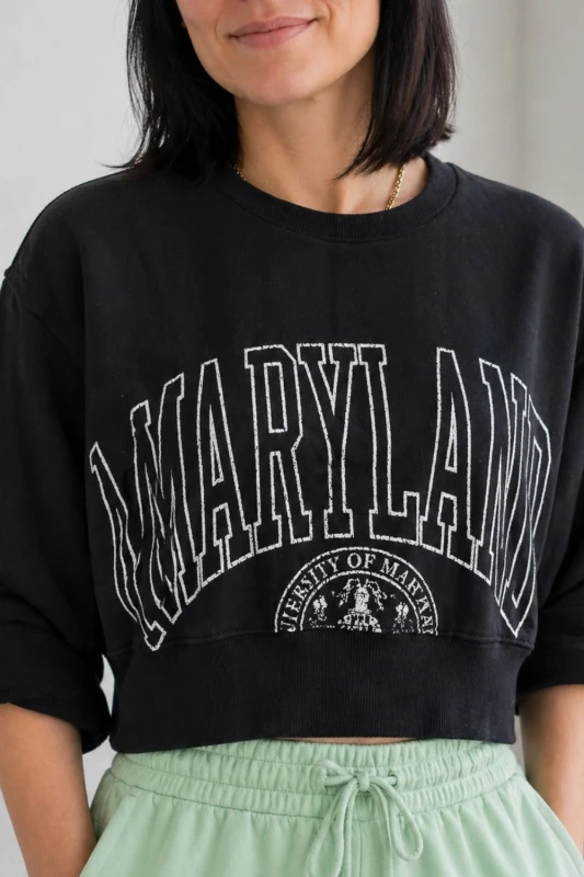 Bluza damska crop MARYLAND czarna oversize KRÓTKA streetwear Uni