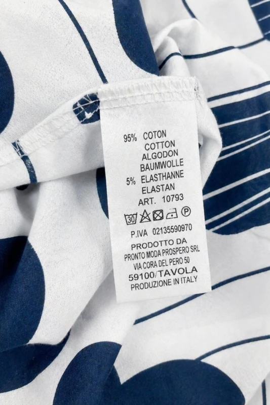 Sukienka damska biała granatowy print luźna kieszeń Italy Duży Rozmiar