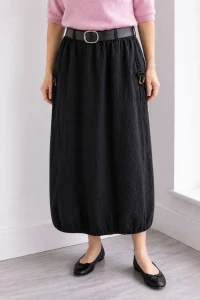 Spódnica damska czarna sztruksowa kieszenie pasek Italy One Size