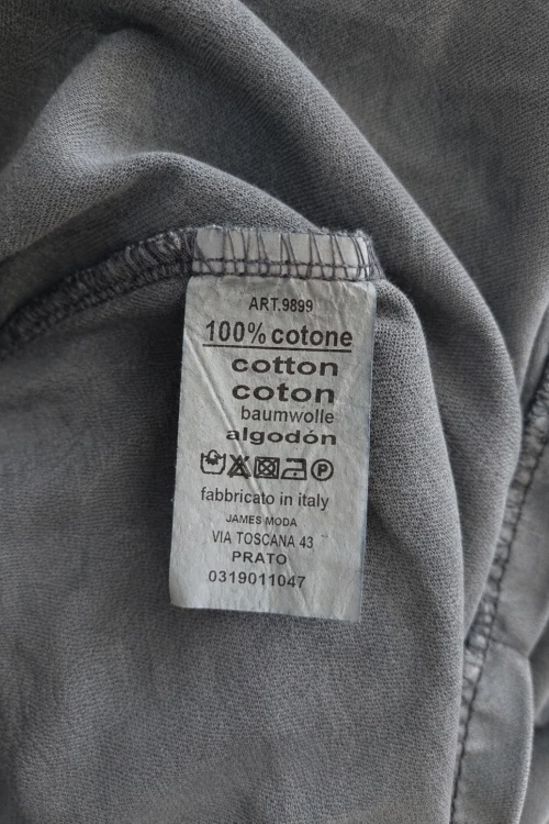 Bluzka damska grafitowa (efekt sprania / vintage) z nadrukiem bawełna Made in Italy Uni