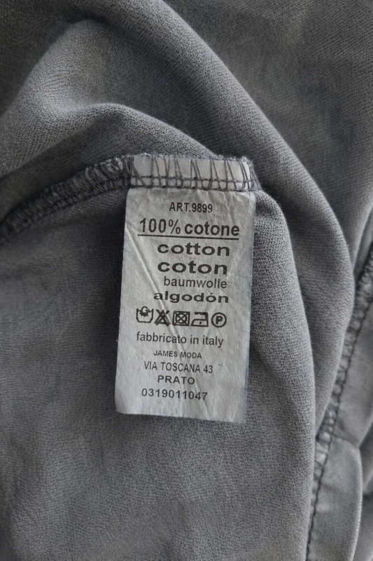 Bluzka damska grafitowa (efekt sprania / vintage) z nadrukiem bawełna Made in Italy Uni