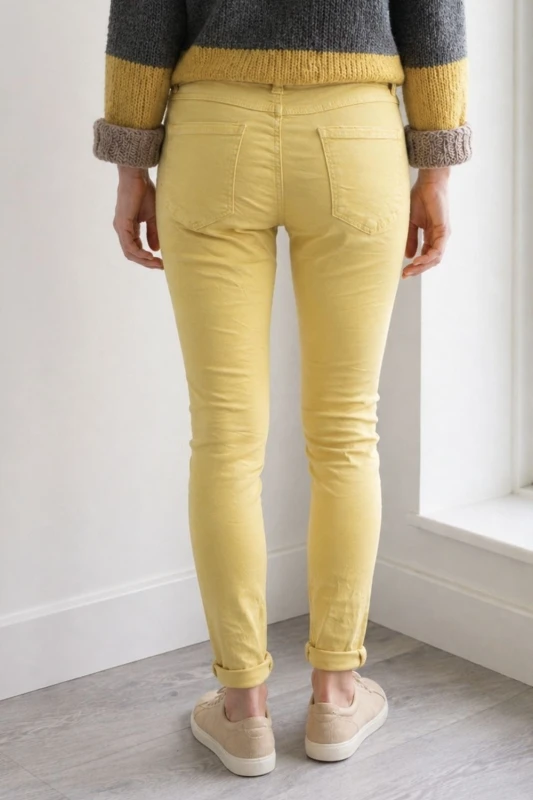 Spodnie damskie żółte rurki slim fit bawełna wygodne S/małe M (z metki M/42)