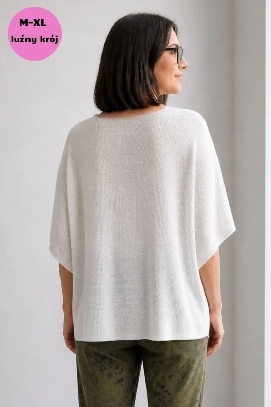 Bluzka damska biała oversize Made in Italy lekka dzianina Uni