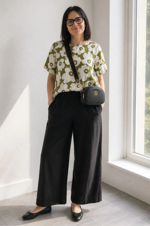 Bluzka damska kwiatowa jasnozielona luźny krój, przewiewna, styl casual Uni