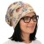 Czapka damska Beanie włoska cienka smerfetka beżowa w kwiaty