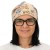 Czapka damska Beanie włoska cienka smerfetka beżowa w kwiaty