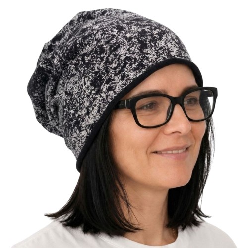 Czapka damska Beanie włoska cienka smerfetka granatowa nakrapiana
