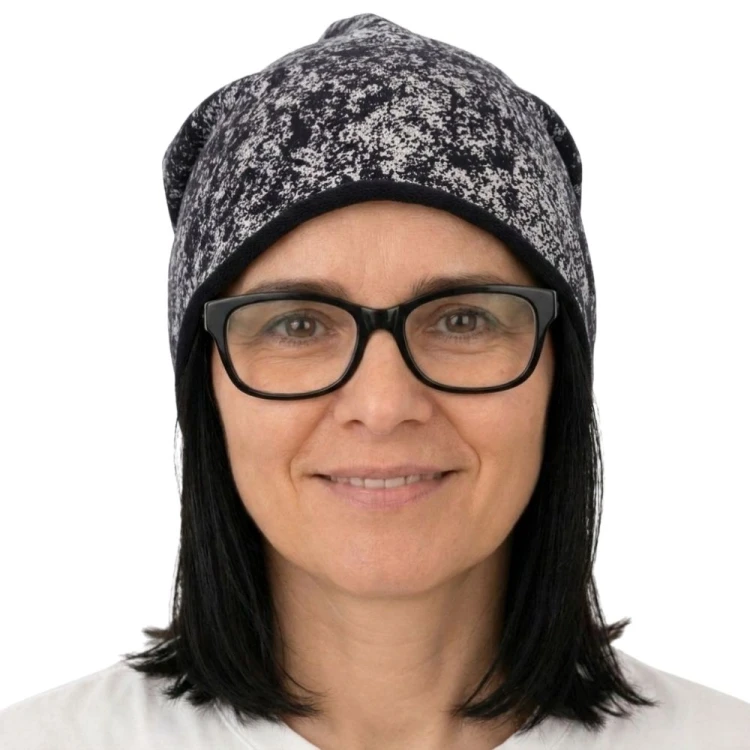 Czapka damska Beanie włoska cienka smerfetka granatowa nakrapiana