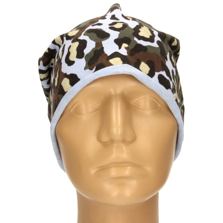 Czapka damska Beanie włoska cienka smerfetka niebieska moro panterka