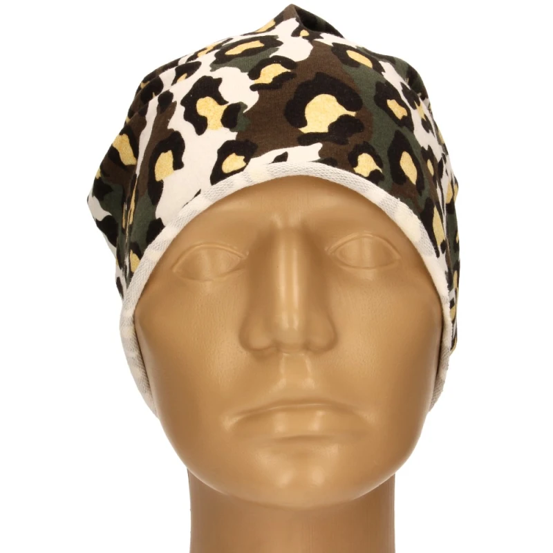 Czapka damska Beanie włoska cienka smerfetka biała moro panterka