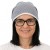 Czapka damska Beanie włoska cienka smerfetka jasnoszara w drobny wzór