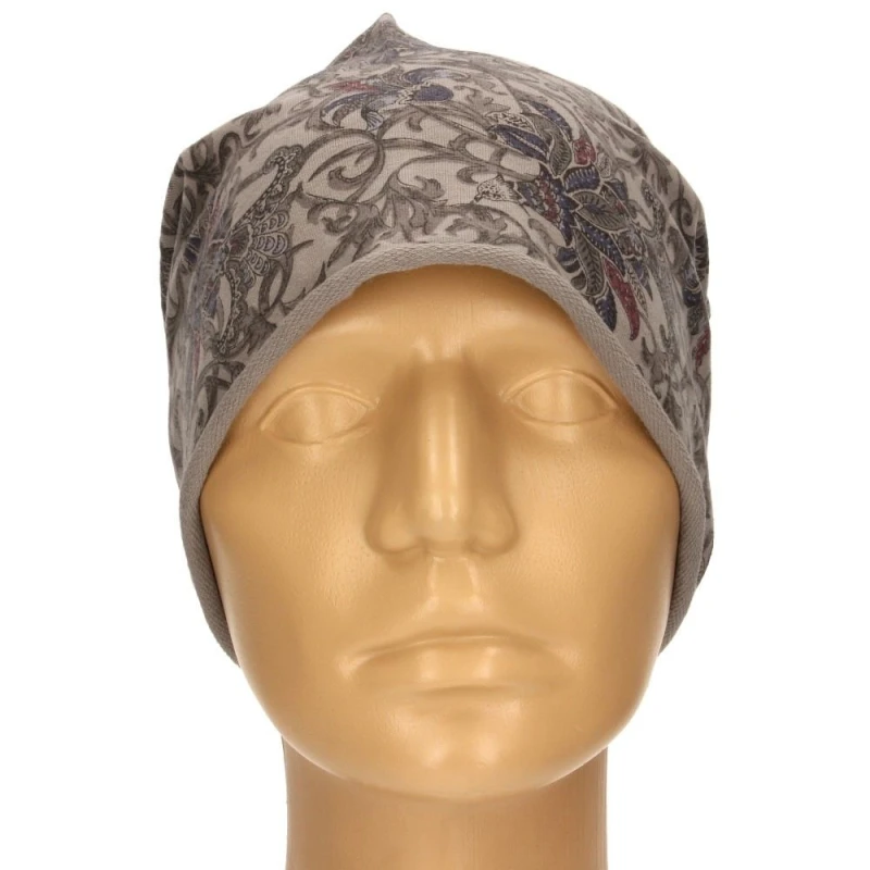 Czapka damska Beanie włoska cienka smerfetka brązowa we wzory