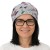 Czapka damska Beanie włoska cienka smerfetka szara w kolorowe kwiaty