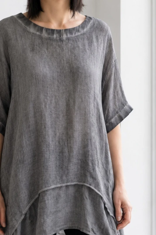 Bluzka tunika damska oversize szara grafit asymetryczna one size
