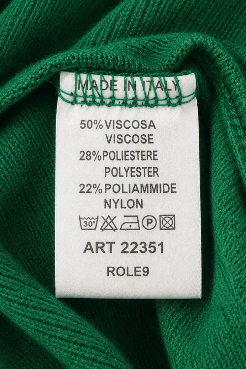 Bluzka damska zielona prążkowana dekolt V wiskoza Made in Italy uni