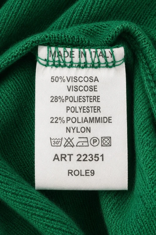 Bluzka damska zielona prążkowana dekolt V wiskoza Made in Italy uni