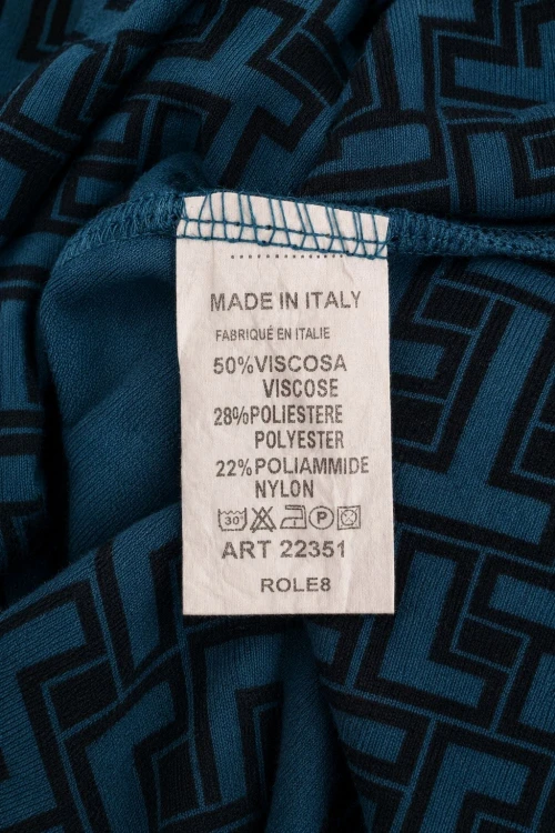 Bluzka damska morska wzorzysta dekolt V wiskoza Made in Italy uni