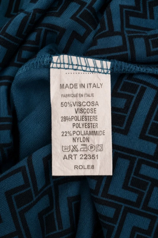 Bluzka damska morska wzorzysta dekolt V wiskoza Made in Italy uni