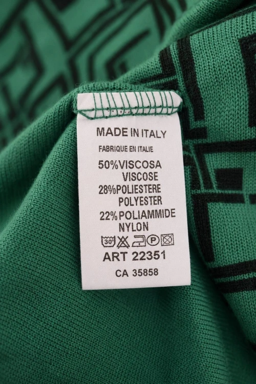 Bluzka damska zielona wzorzysta dekolt V wiskoza Made in Italy uni
