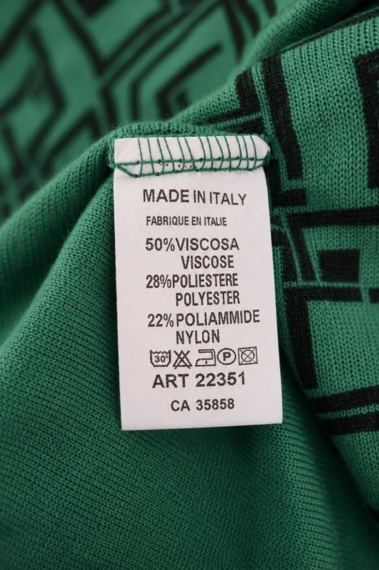 Bluzka damska zielona wzorzysta dekolt V wiskoza Made in Italy uni