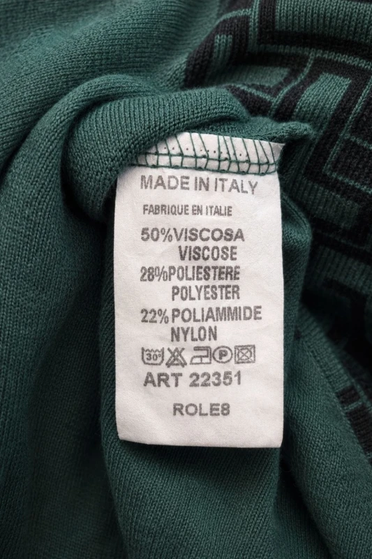 Bluzka damska ciemnozielona wzorzysta dekolt V wiskoza Made in Italy uni