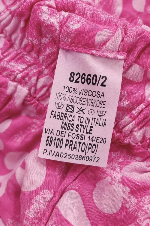 Spodnie damskie szerokie letnie różowe wzorzyste 100% wiskoza Made in Italy